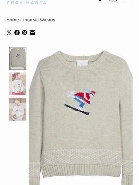 Little English Ski Intarsia Sweater in Cream & Blue